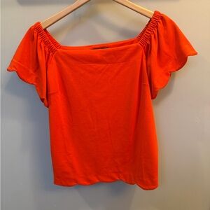 Banana Republic Vibrant Orange Off-Shoulder Blouse